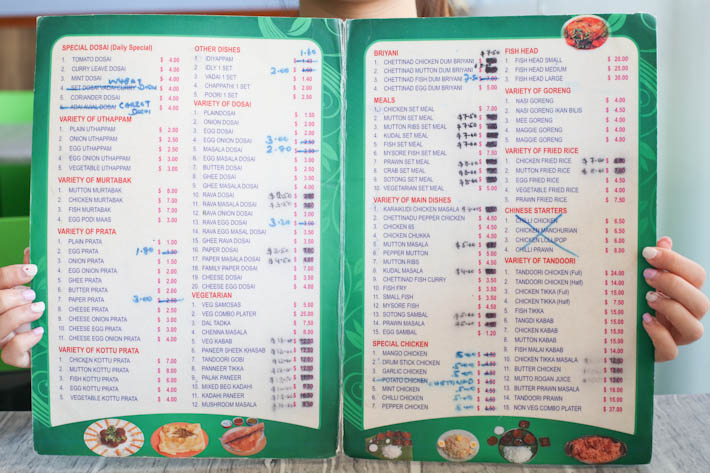 Meera's Curry Menu