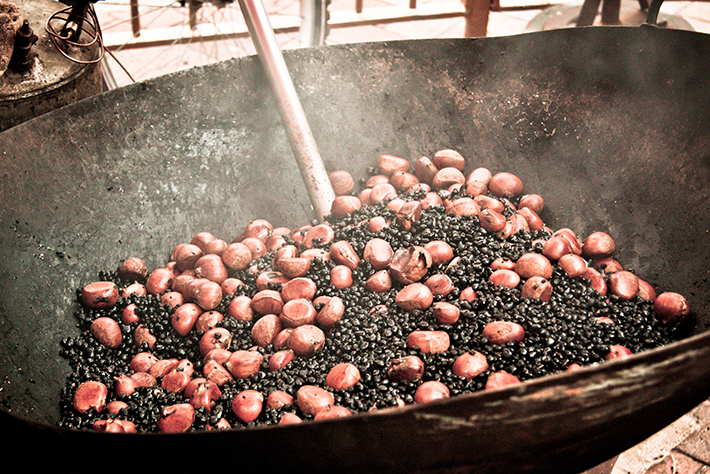 Roasting Chestnuts on a Hong Kong street.