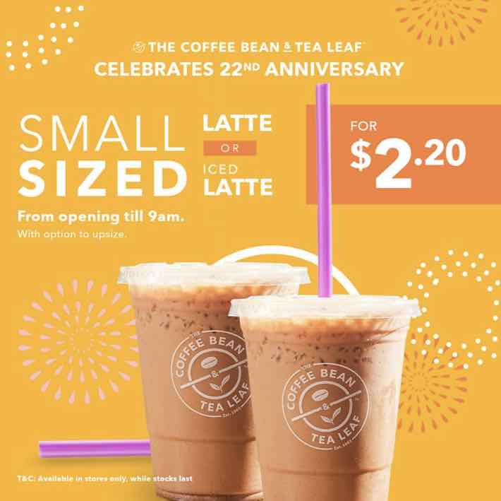 Coffee Bean promo $2.20 iced latte